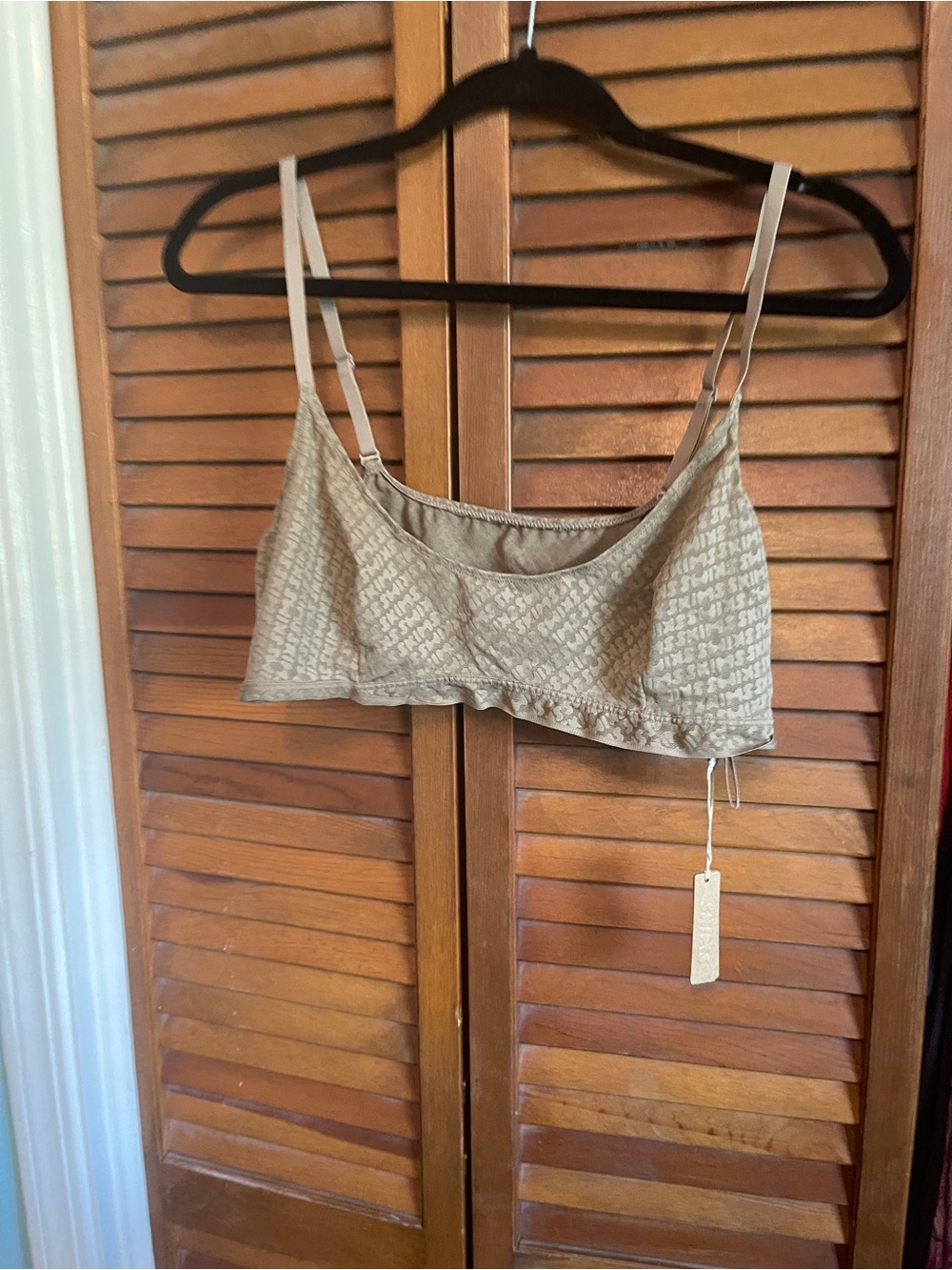 SKIMS Olive Beige Textured Bralette with Adjustable Straps